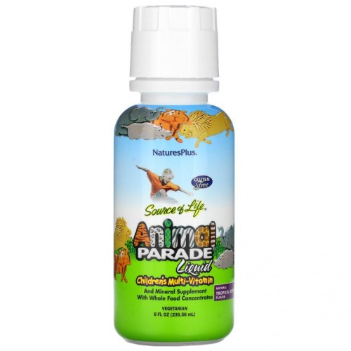 NaturesPlus, Source of Life, Animal Parade 액상 비타민, 어린이용 종합비타민, 천연 열대 베리, 236.56ml(8fl oz)