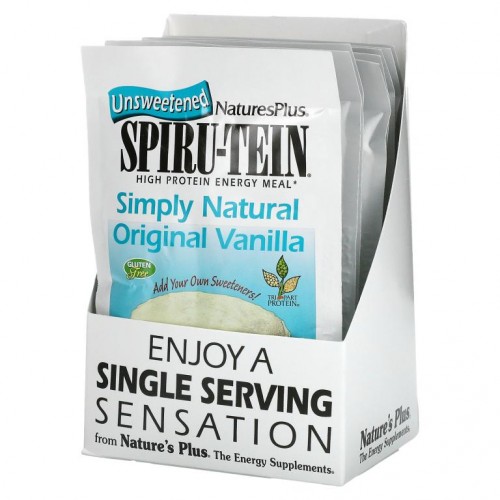 NaturesPlus, Spiru-Tein, 고단백 에너지 대용식, 바닐라 맛, 8팩, 팩당 23g(0.8oz)