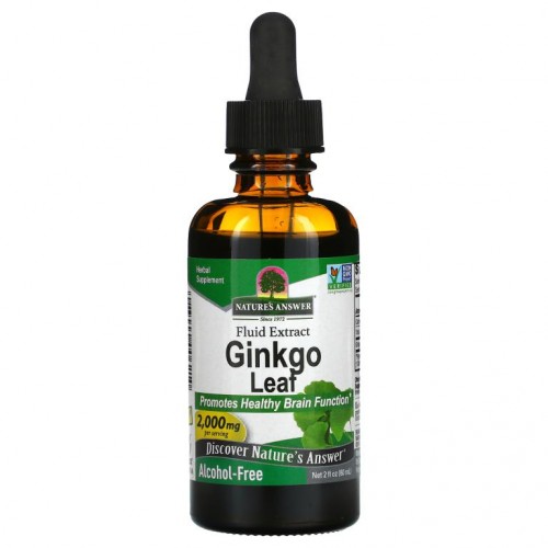 Nature's Answer, 은행나무 잎, 액상 추출물, 알코올 무함유, 1,000mg, 60mL(2fl oz)