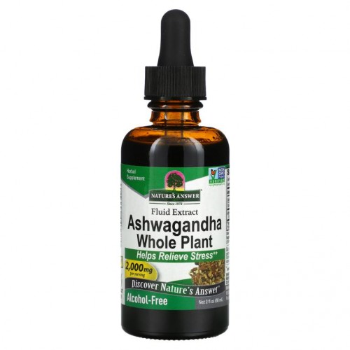 Nature's Answer, 아슈와간다 전초, 액상 추출물, 알코올 무함유, 2,000mg, 60ml(2fl oz)