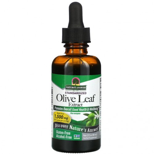 Nature's Answer, 올리브 잎추출물, 알코올 무함유, 1,500mg, 60ml(2fl oz)