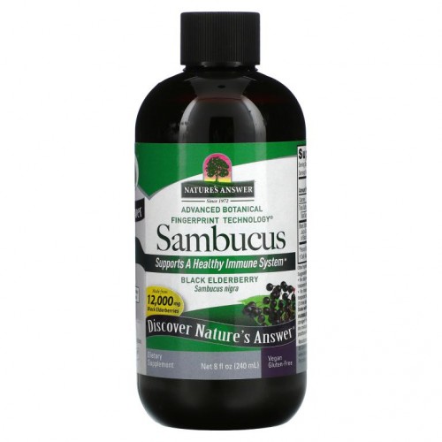 Nature's Answer, 삼부커스, 블랙 엘더베리, 12,000mg, 240ml(8fl oz)