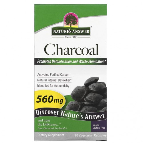 Nature's Answer, 숯, 활성 정제 탄소, 280 mg, 베지 캡슐 90정