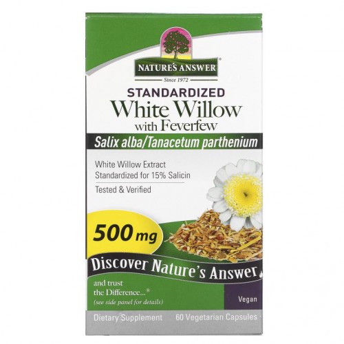 Nature's Answer, 화란국화 함유 흰 버드나무, 500 mg, 베지 캡슐 60정