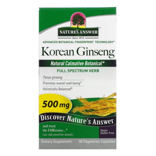 Nature's Answer, 한국 인삼, 500mg, 식물성 캡슐 50정