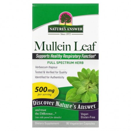 Nature's Answer, 뮬레인 잎, 500mg, 베지 캡슐 90정