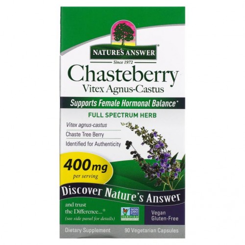 Nature's Answer, 체이스트베리, Vitex agnus-castus, 400mg, 베지 캡슐 90정