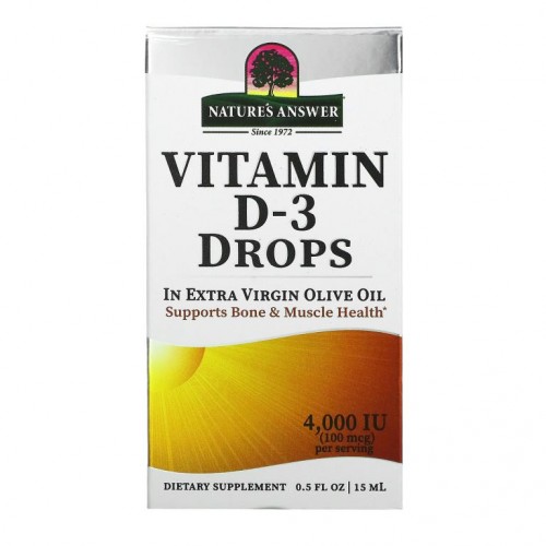Nature's Answer, 비타민D-3 드롭스, 100mcg(4,000IU), 15ml(0.5fl oz)