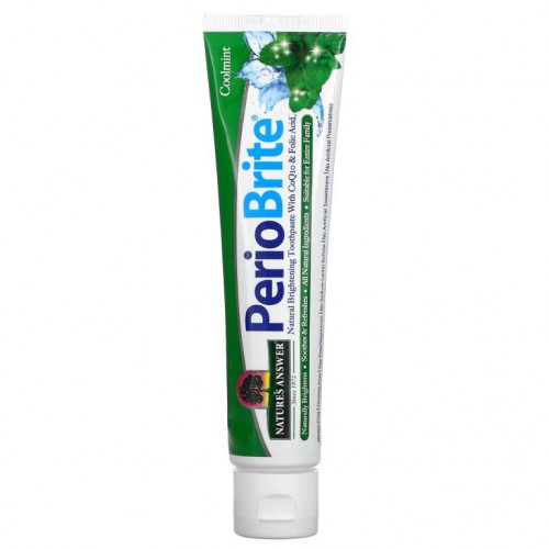 Nature's Answer, PerioBrite, CoQ10 & 엽산 함유 천연 미백 치약, 쿨민트, 113.4g(4oz)