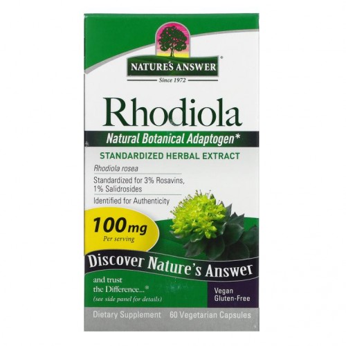 Nature's Answer, Rhodiola, 100mg, 식물성 캡슐 60정