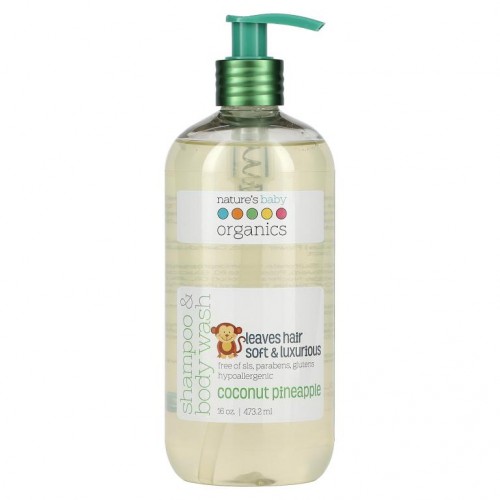Nature's Baby Organics, 샴푸 & 바디 워시, 코코넛 파인애플, 16 oz (473.2 ml)