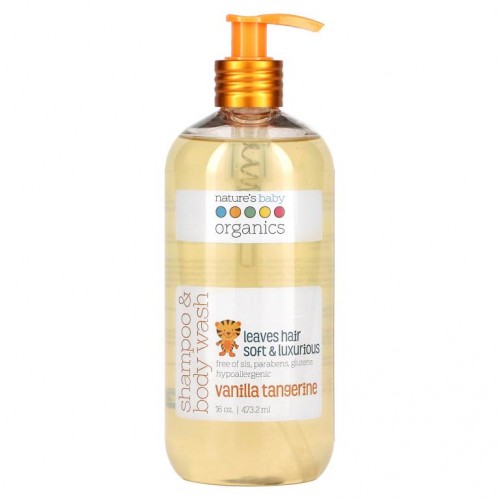 Nature's Baby Organics, 샴푸 & 보디 워시, 바닐라 귤 향, 16 oz (473.2 ml)