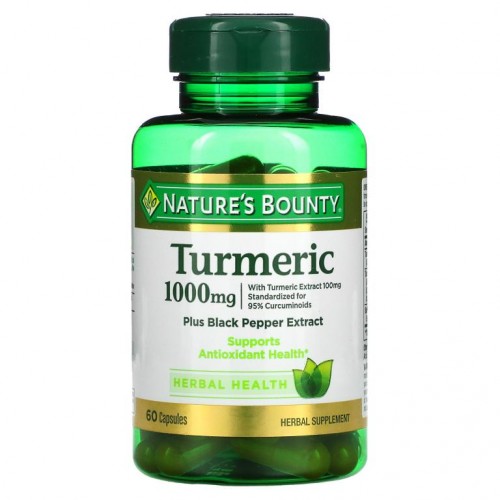 Nature's Bounty, 강황, 흑후추 추출물 함유, 1,000mg, 캡슐 60정