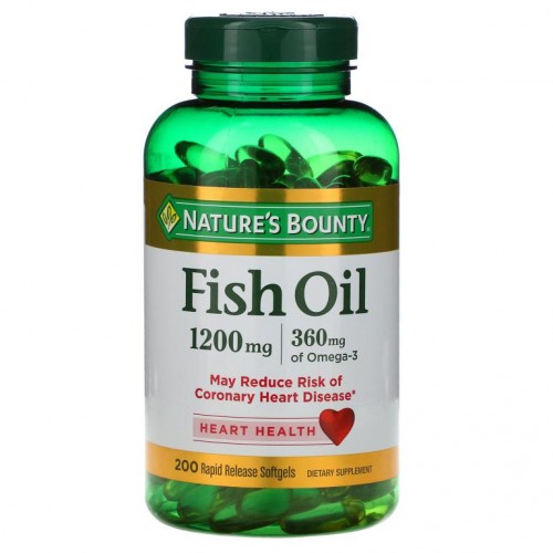 Nature's Bounty, 피시 오일, 1,200 mg, 200 속효성 소프트 젤