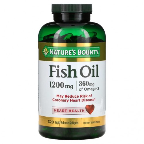 Nature's Bounty, 피쉬 오일, 1,200mg, 속방형 소프트젤 320정