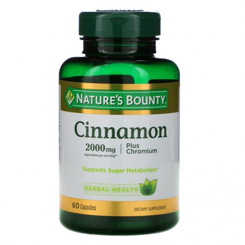 Nature's Bounty, 시나몬 플러스 크로뮴, 2,000mg, 캡슐 60정