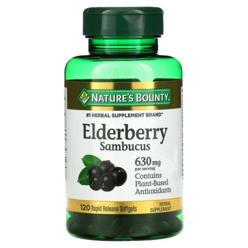 Nature's Bounty, 엘더베리 삼부커스, 210mg, 속방정 소프트젤 120정