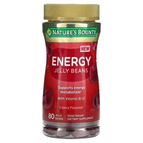 Nature's Bounty, 에너지 보충 젤리빈, 비타민B-12 함유, 체리 맛, 젤리빈 80개