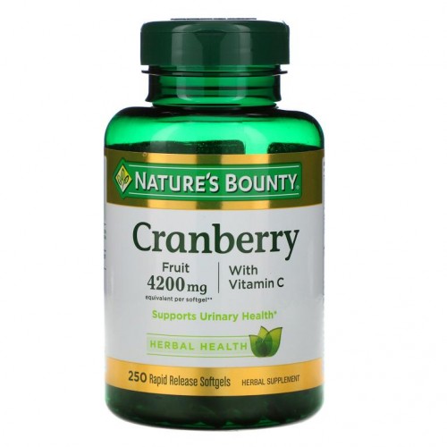 Nature's Bounty, 크랜베리 위드 비타민C, 속방형 소프트젤 250정