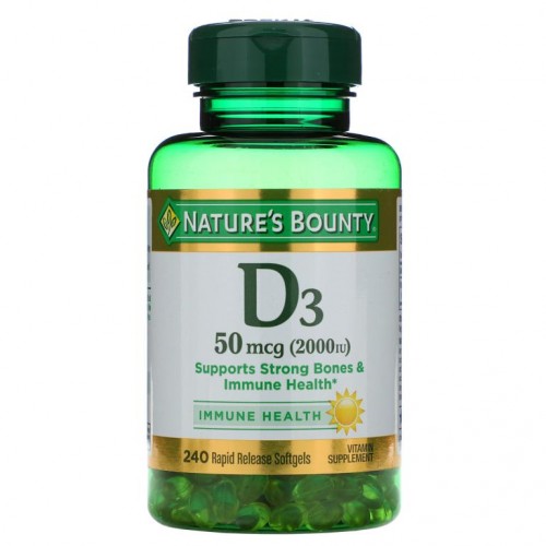 Nature's Bounty, D3, 면역 건강, 50mcg(2,000IU), 속방형 소프트젤 240정