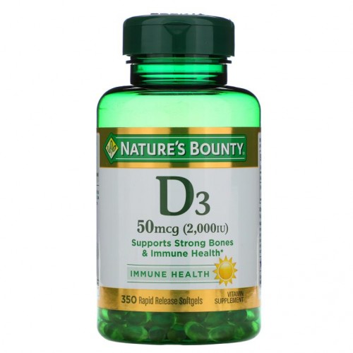 Nature's Bounty, D3, 50mcg(2,000IU), 속방형 소프트젤 350정