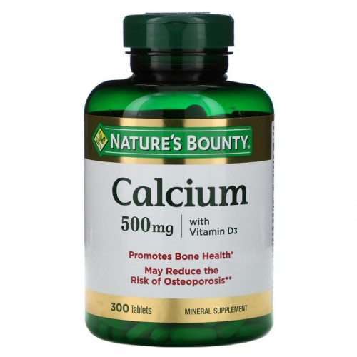 Nature's Bounty, 비타민 D3 함유 칼슘, 500mg, 300정