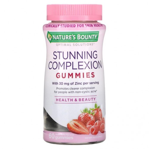 Nature's Bounty, Optimal Solutions, 눈부신 피부를 위한 보충제, 혼합 베리 맛, 구미젤리 60개