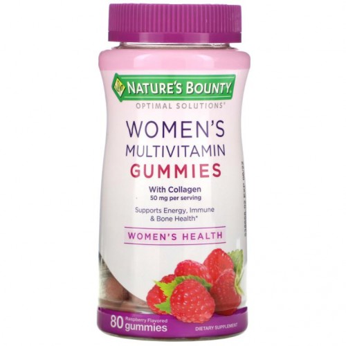 Nature's Bounty, Optimal Solutions, 여성용 종합비타민 구미젤리, 라즈베리 맛, 구미젤리 80개