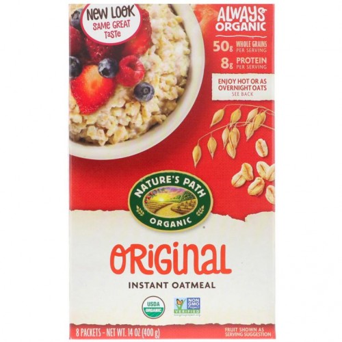 Nature's Path, 유기농 인스턴트 오트밀, 오리지널, 8팩, 400g(14oz)