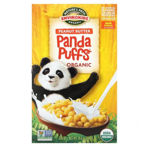 Nature's Path, EnviroKidz, 유기농 땅콩 버터 Panda Puffs, 300g(10.6oz)