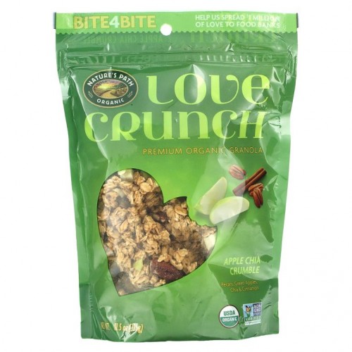 Nature's Path, Love Crunch, 프리미엄 유기농 그래놀라, 치아 애플 크럼블, 325g(11.5oz)