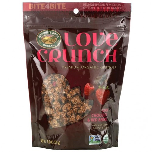 Nature's Path, Love Crunch, 프리미엄 유기농 그래놀라, 다크 초콜릿 & 레드 베리, 325g(11.5oz)
