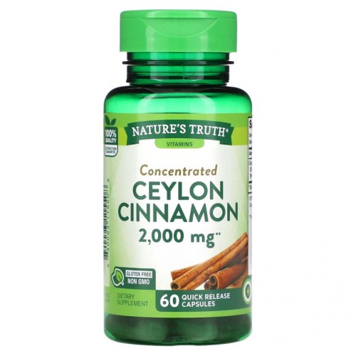 Nature's Truth, 농축된 실론 계피, 2,000mg, 빠른 방출 캡슐 60정