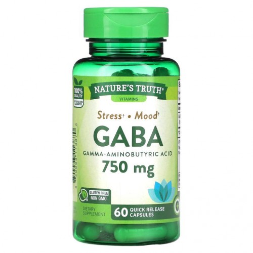 Nature's Truth, Gaba, 감마아미노부티릭애씨드, 750mg, 빠른 방출 캡슐 60정