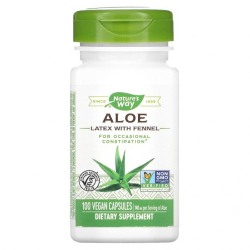 Nature's Way, 알로에 라텍스 회향 함유, 140mg, 베지 캡슐 100정