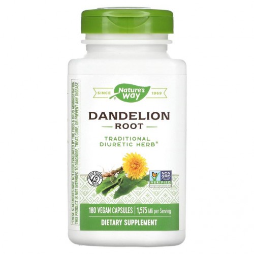 Nature's Way, 단델리온 뿌리, 525 mg, 식물성 캡슐 180정