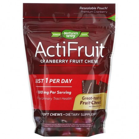 Nature's Way, ActiFruit, 크랜베리 프루트 츄, 500mg, 소프트 츄 20개