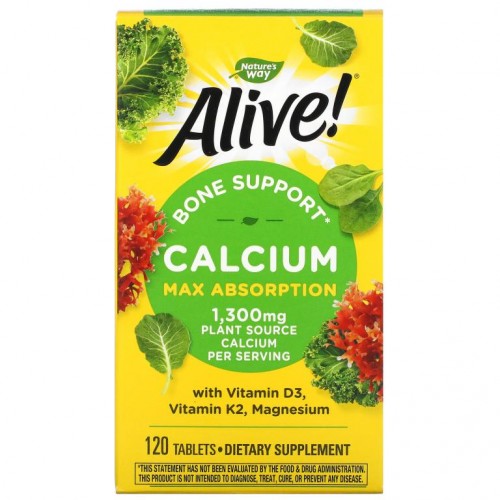 Nature's Way, Alive!, 칼슘, 뼈 건강 지원, 325 mg, 120정