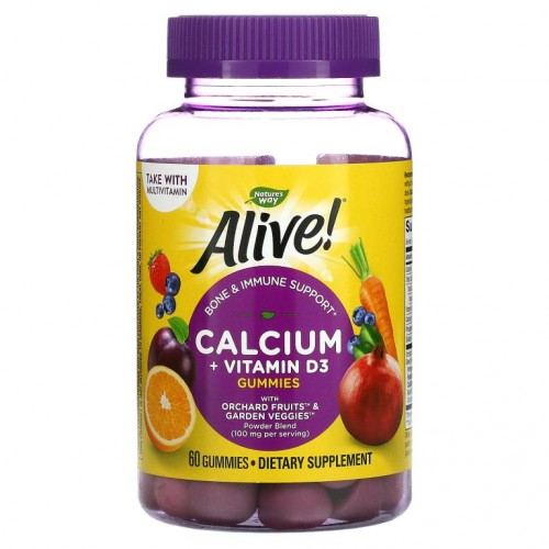 Nature's Way, Alive!, 칼슘 + D3, 구미젤리 60개