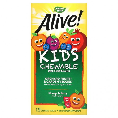 Nature's Way, Alive! 어린이용 츄어블 종합비타민, 오렌지 & 베리 맛, 츄어블 120정