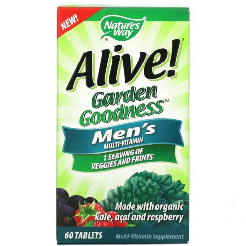 Nature's Way, Alive! Garden Goodness, 남성용 종합비타민, 60정