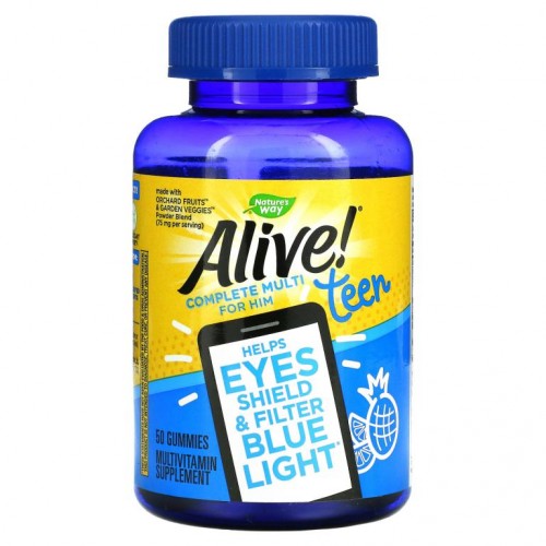 Nature's Way, Alive! Teen Multi for Him, 50 Gummies