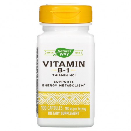 Nature's Way, 비타민B-1, 100mg, 캡슐 100정
