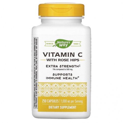 Nature's Way, 비타민C, 로즈힙 함유, 엑스트라 스트렝스, 1,000mg, 캡슐 250정