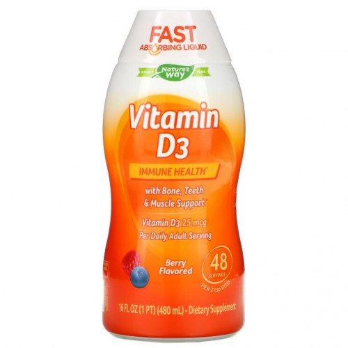 Nature's Way, 비타민D3, 베리, 25mcg, 480ml(16fl oz)