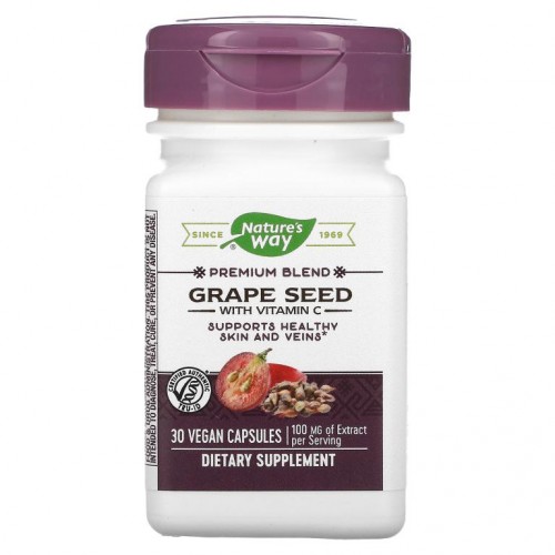 Nature's Way, Grape Seed with Vitamin C, 100 mg, 30 Vegan Capsules