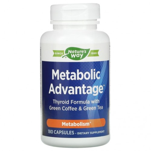 Nature's Way, Metabolic Advantage, 녹색커피콩 & 녹차 함유 갑상선 포뮬라, 신진대사 강화, 캡슐 180정