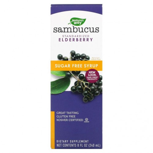 Nature's Way, Sambucus, 표준화된 딱총나무 열매, 무설탕, 8 액량 온스 (240 ml)