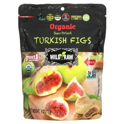 Nature's Wild Organic, 와일드 앤 로, 일광 건조, 유기농 터키 무화과, 6 oz (170 g)