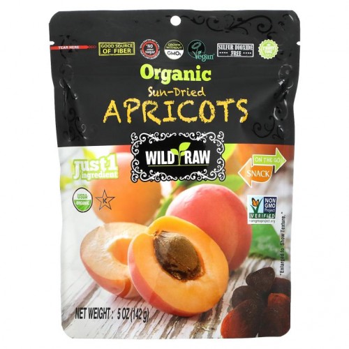 Nature's Wild Organic, Wild & Raw, 썬드라이, 유기농 터키 살구, 142g(5oz)